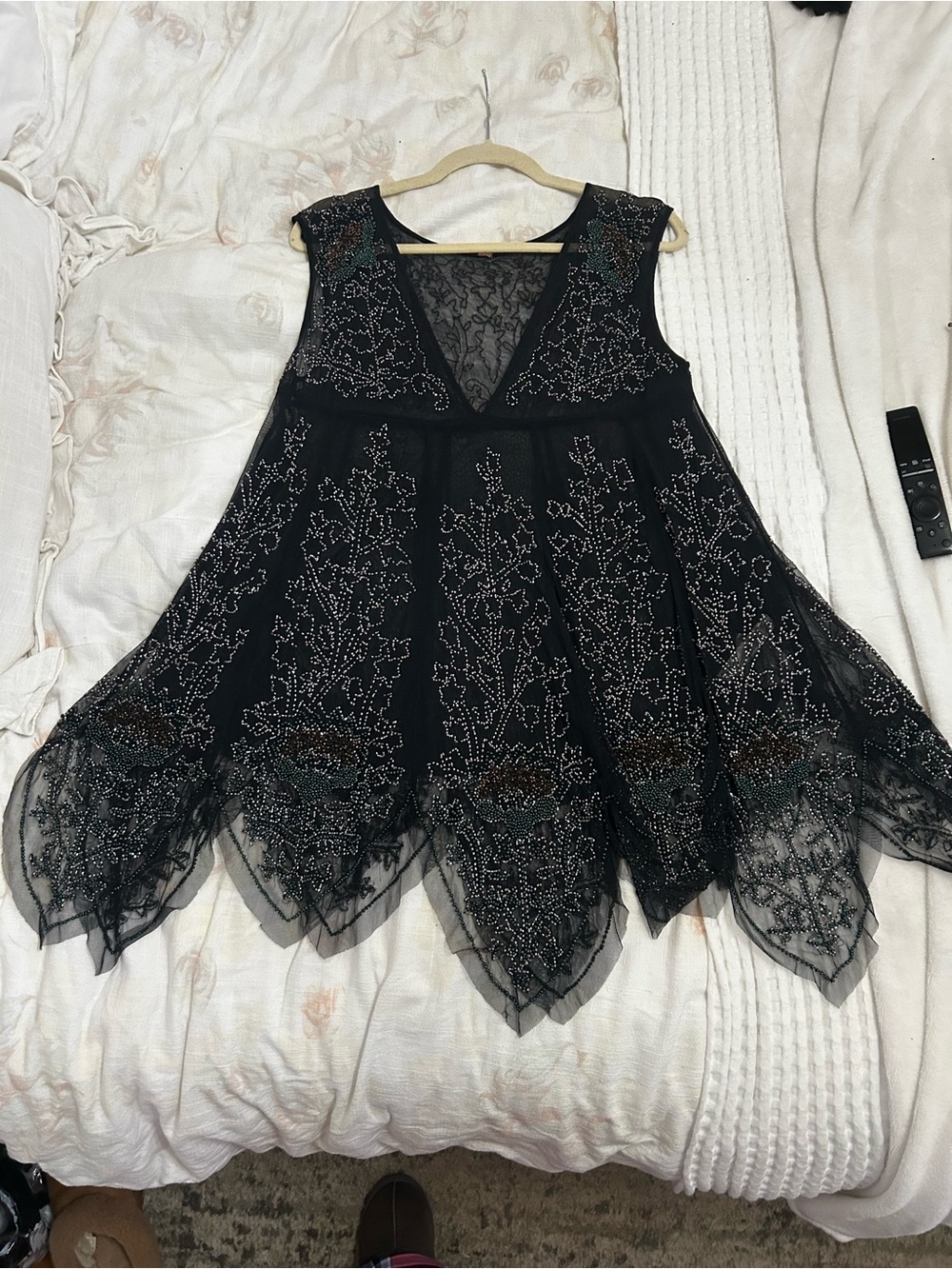 Free People Beaded Mesh Mini Dress M/L